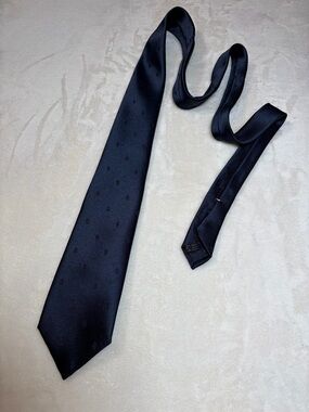 Vintage Beau Brummel Classic Navy Polyester Tie - Subtle Mini Paisley Texture